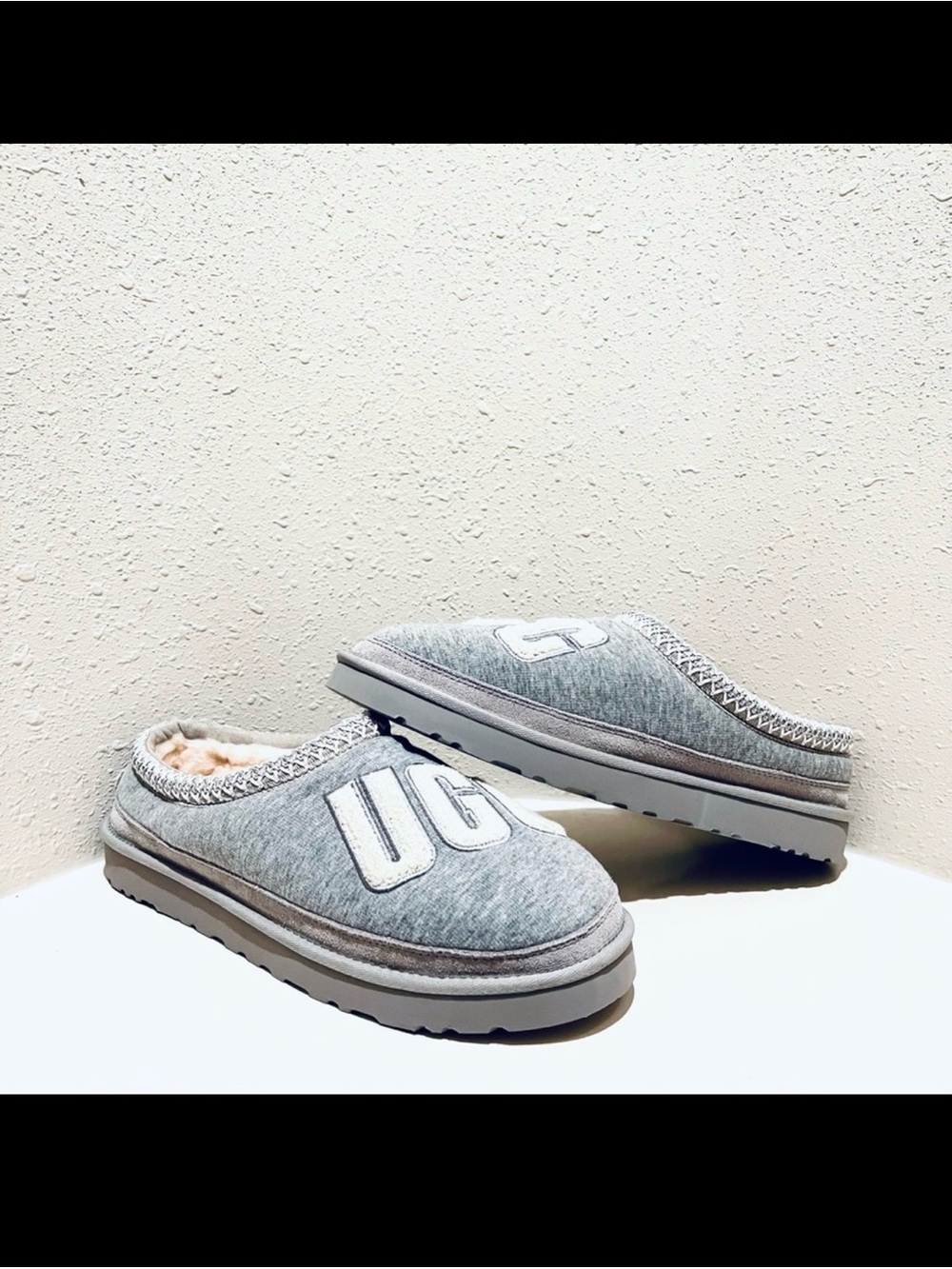 UGG Tasman Men’s Fur Jersey Grey Cozzy Slippers Size 13 NWT